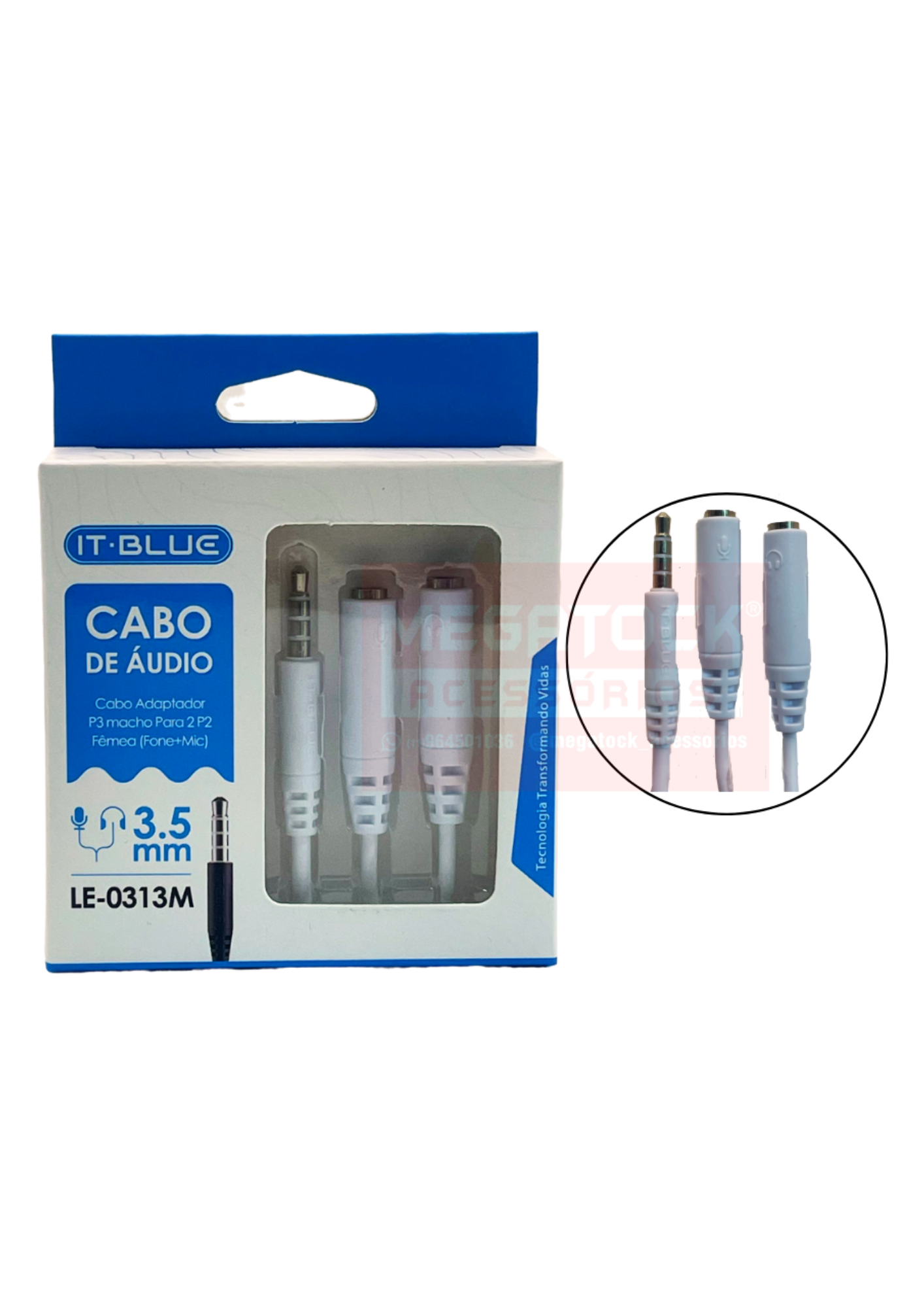 CABO ADAPTADOR P3MACHO P/ 2 P2FÊMEA IT-BLUE LE-0313M