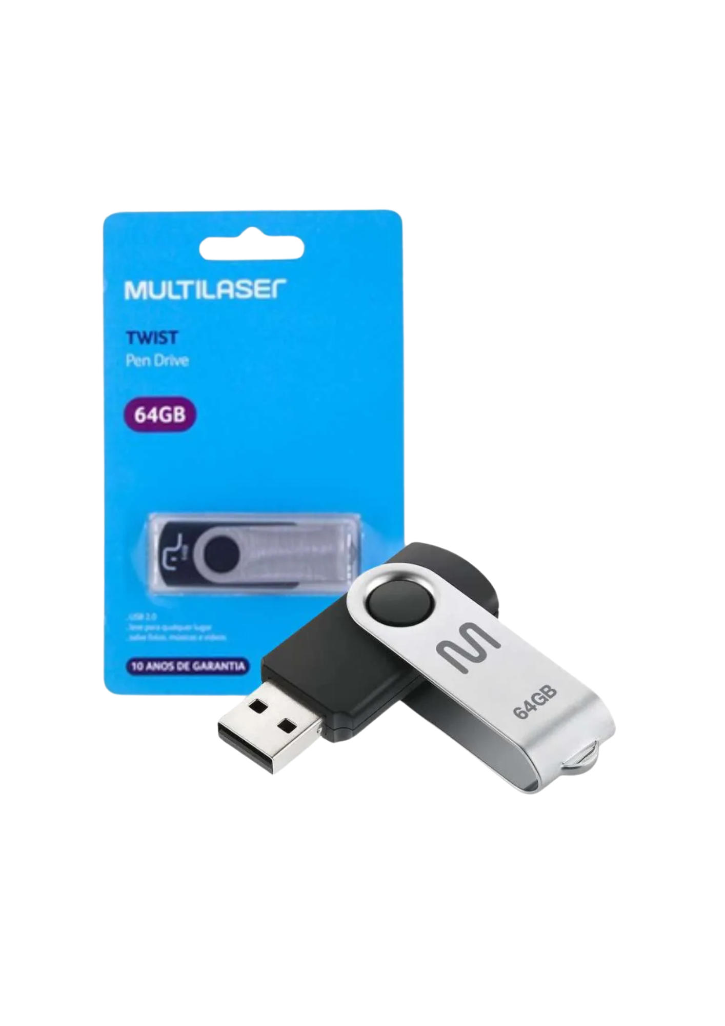 PEN DRIVE TWIST MULTILASER 64GB