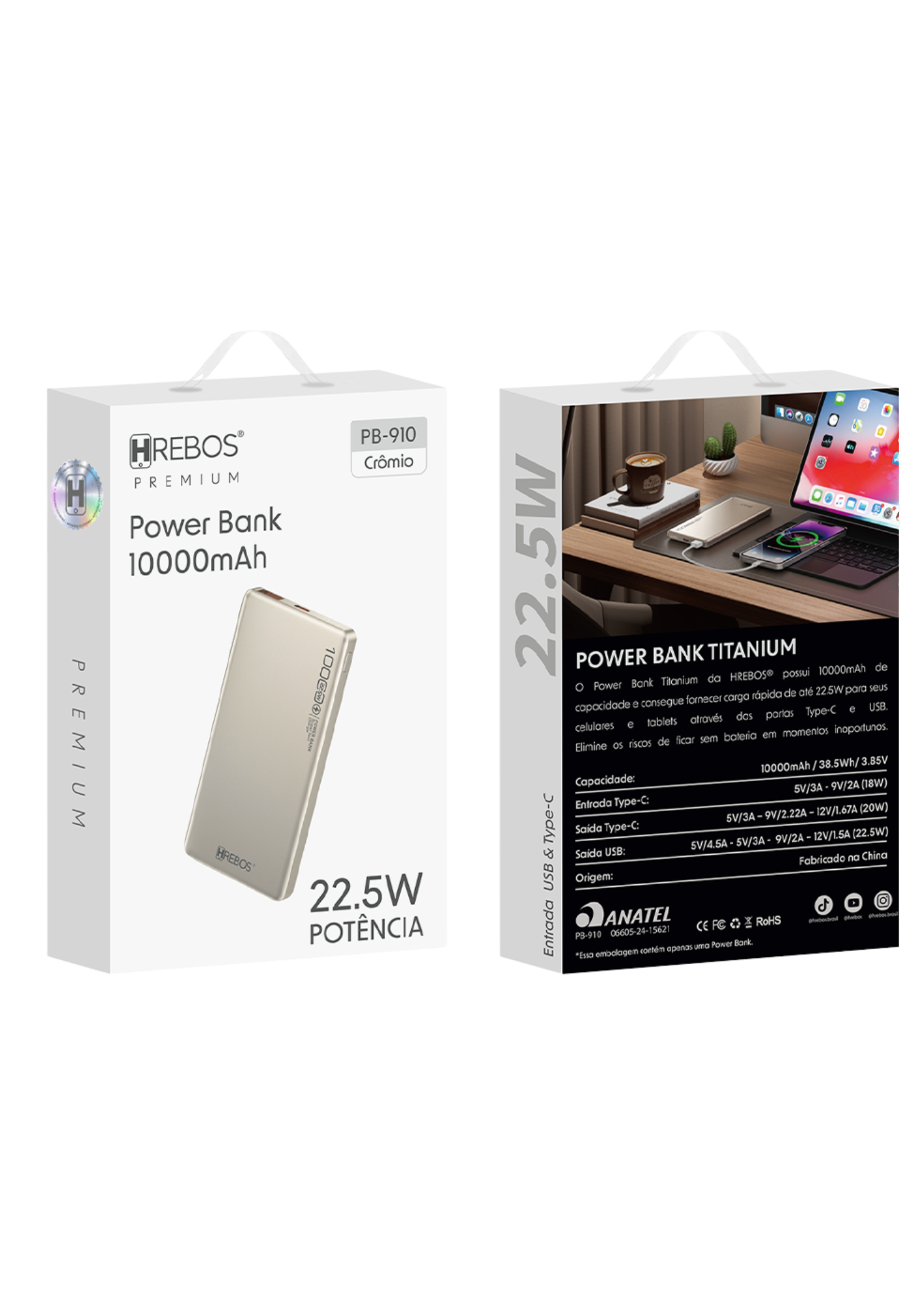 POWER BANK HREBOS 10000MAH 22.5W PB-910